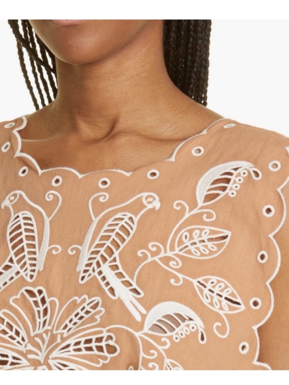 FARM Rio Richilieu Embroidered Linen Sleeveless Crop Top Size XL